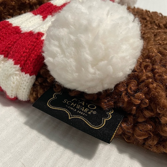 FAO Schwarz, Brown, Curly Plush Rudolph the Red Nosed Reindeer Stocking - Picture 3 of 3